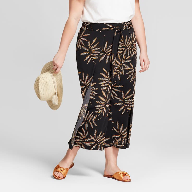 <a rel="nofollow noopener" href="https://rstyle.me/n/c6wg8pchdw" target="_blank" data-ylk="slk:Women's Plus Size Printed Cropped Wrap Pants, A New Day, $30;elm:context_link;itc:0;sec:content-canvas" class="link ">Women's Plus Size Printed Cropped Wrap Pants, A New Day, $30</a>