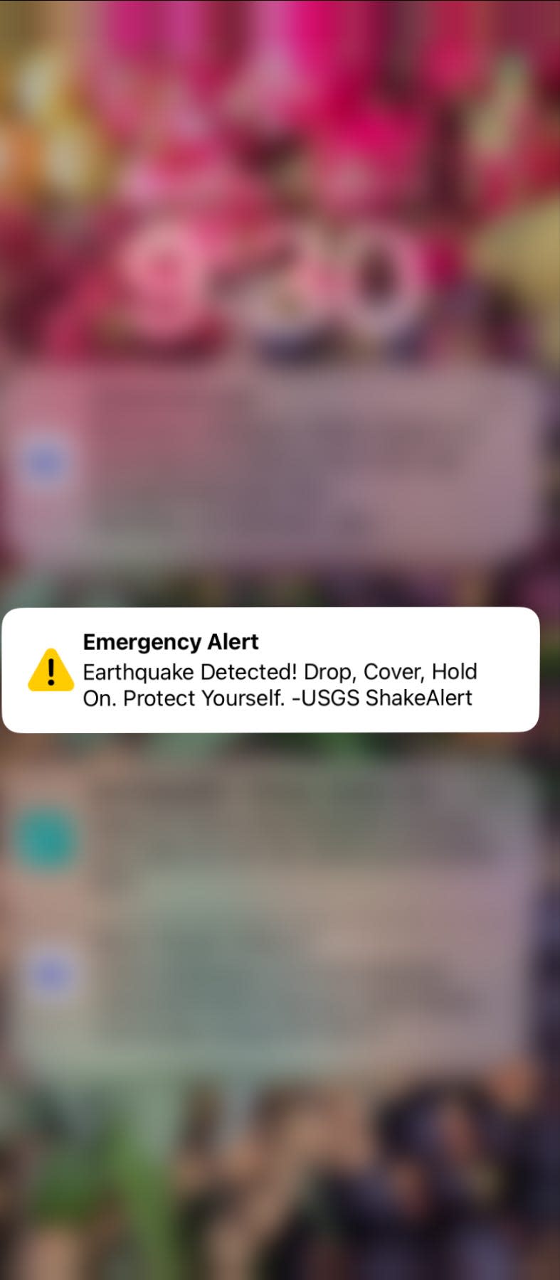 An alert from the MyShake app sent to Northern California residents after an Oct. 18 earthquake.