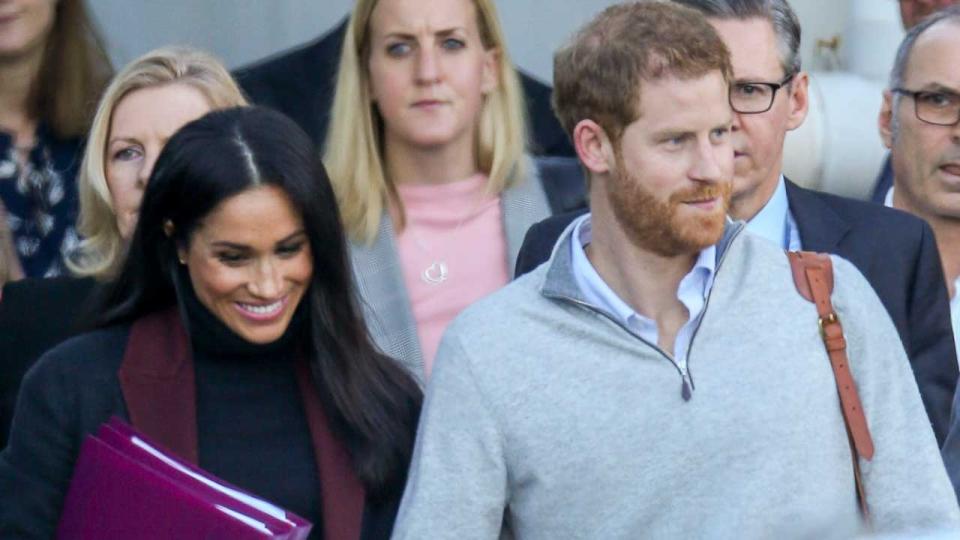 The cute royals showed some adorable affection while walking through the Sydney airport.