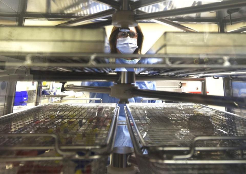 Sherry Wade, one of two sterile processing technicians at the Boak Dental Clinic, is in charge of sterilizing, cleaning, processing, assembling, storing and distributing medical supplies.