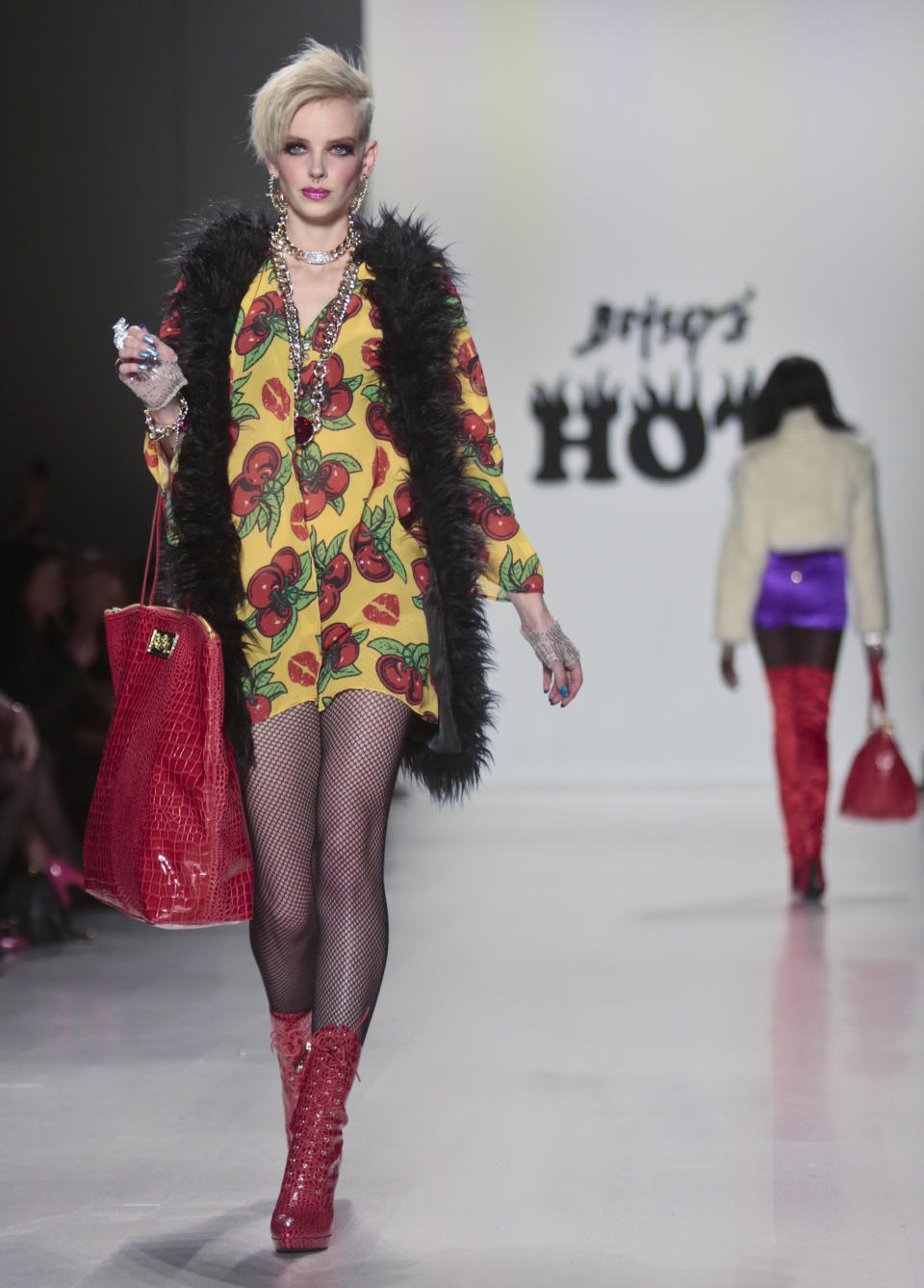 Fashion from the Betsey Johnson Fall 2014 collection is modeled during New York Fashion Week on Wednesday, Feb. 12, 2014. (AP Photo/Bebeto Matthews)