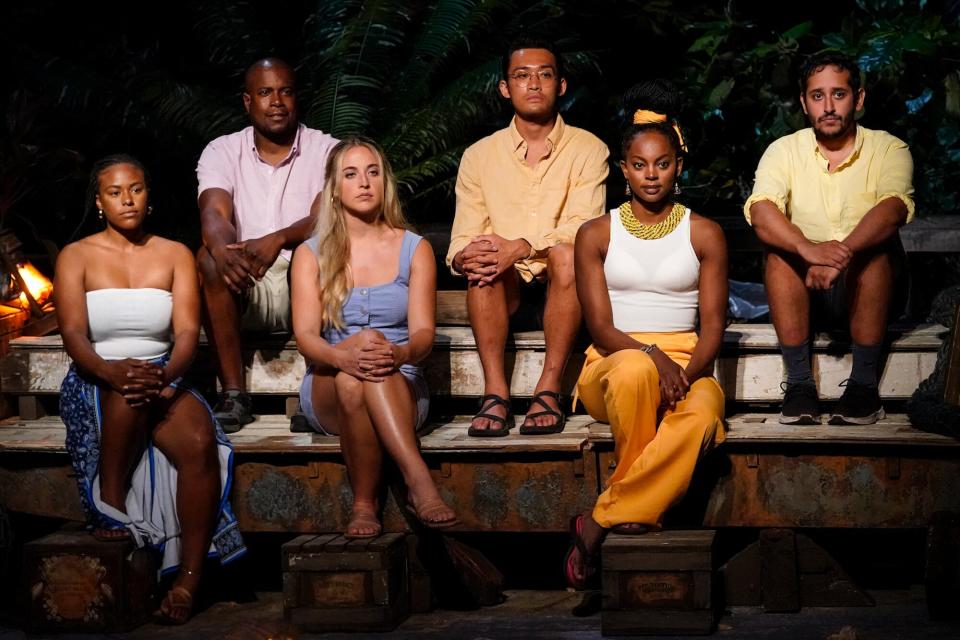 Survivor 42 jury Chanelle Howell, Rocksroy Bailey, Tori Meehan, Hai Giang, Drea Wheeler and Omar Zaheer.