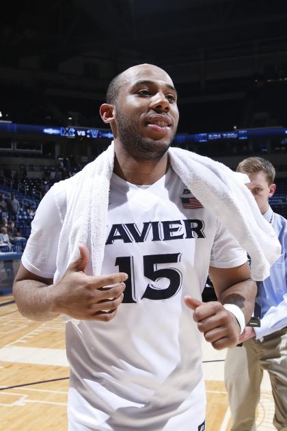 CINCINNATI, OH - FEBRUARY 17: Myles Davis #15 of the Xavier Musketeers leaves the floor after the game against the Providence Friars at Cintas Center on February 17, 2016 in Cincinnati, Ohio. Xavier defeated Providence 85-74. (Photo by Joe Robbins/Getty Images)