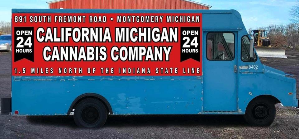 A panel truck for California Michigan Cannabis plans to drive around Indiana for advertising.