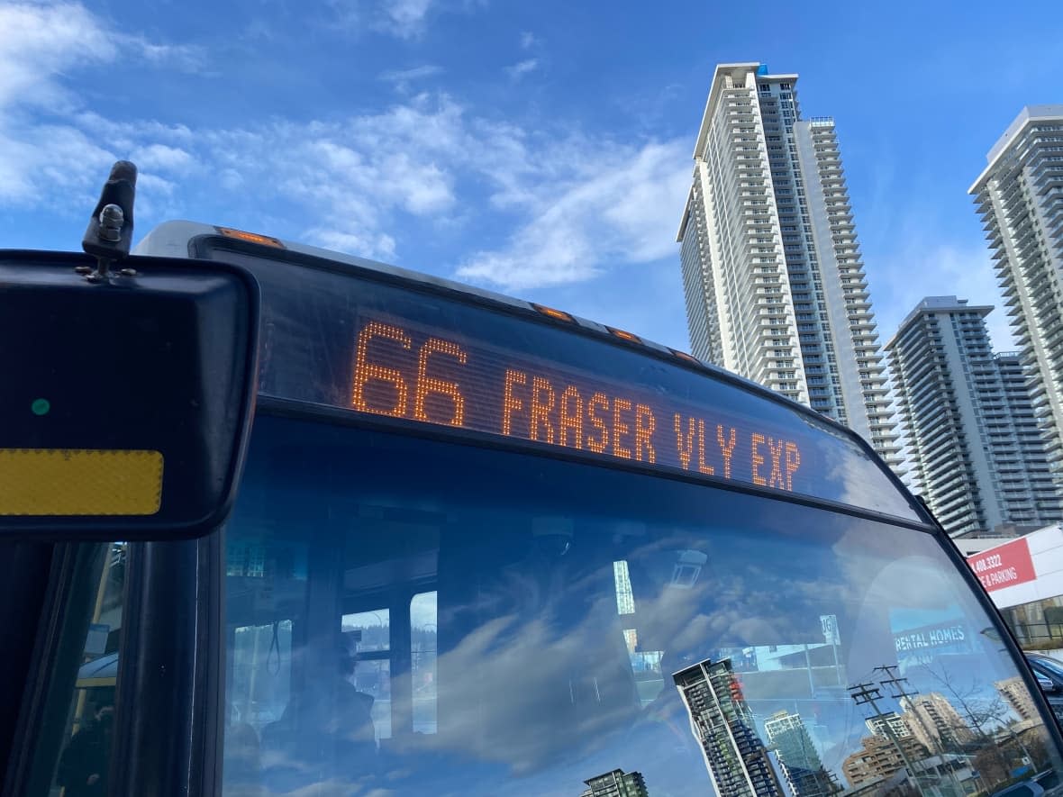 The Fraser Valley Express bus, which runs from Abbotsford to Burnaby, has not been in service during the strike. (Liam Britten/CBC - image credit)