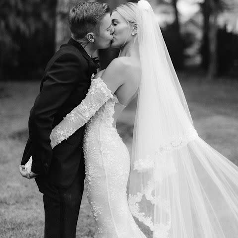 <p>Hailey recently shared some adorable, previously unseen photos of her wedding to Justin. The couple married in a lavish ceremony in 2019 in South Carolina, and the bride wore custom Virgil Abloh.</p><p><a href="https://www.instagram.com/p/CUc9RYMLf5y/" rel="nofollow noopener" target="_blank" data-ylk="slk:See the original post on Instagram;elm:context_link;itc:0;sec:content-canvas" class="link ">See the original post on Instagram</a></p>
