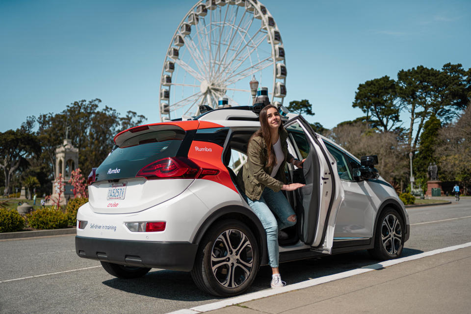 General Motors and Cruise got approval on June 2, 2022, to start operating self-driving ride hail taxis like this one in San Francisco for a fare.