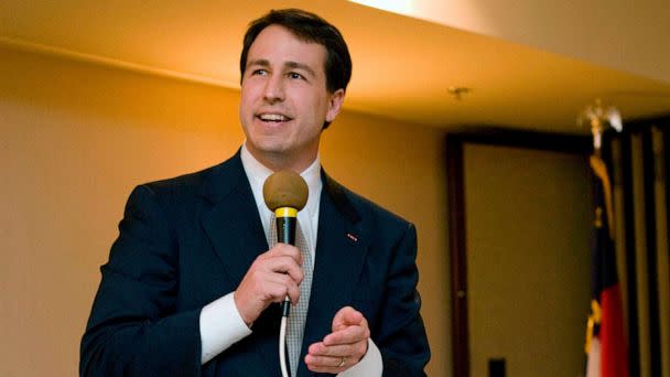 PHOTO: Cal Cunningham addresses a gathering of the Democratic Women of Wake County during a forum with other candidates in Raleigh, N.C., March 24, 2010. (he News & Observer via AP, FILE)