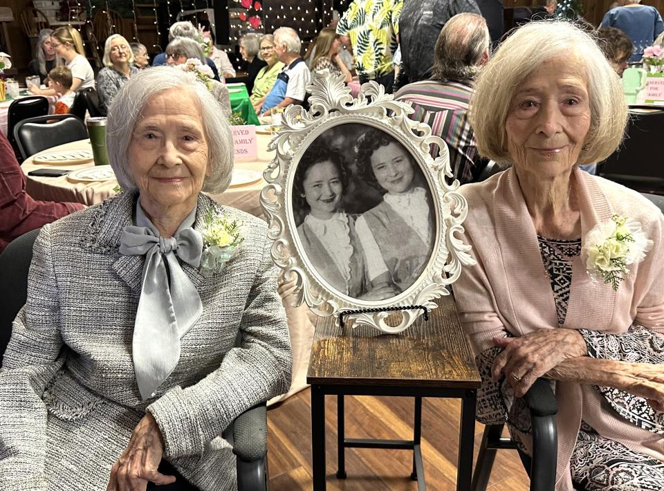 Era Herring Luckie Daniell, left, and Vera Herring Rozier turned 100 on Feb. 8, 2024.