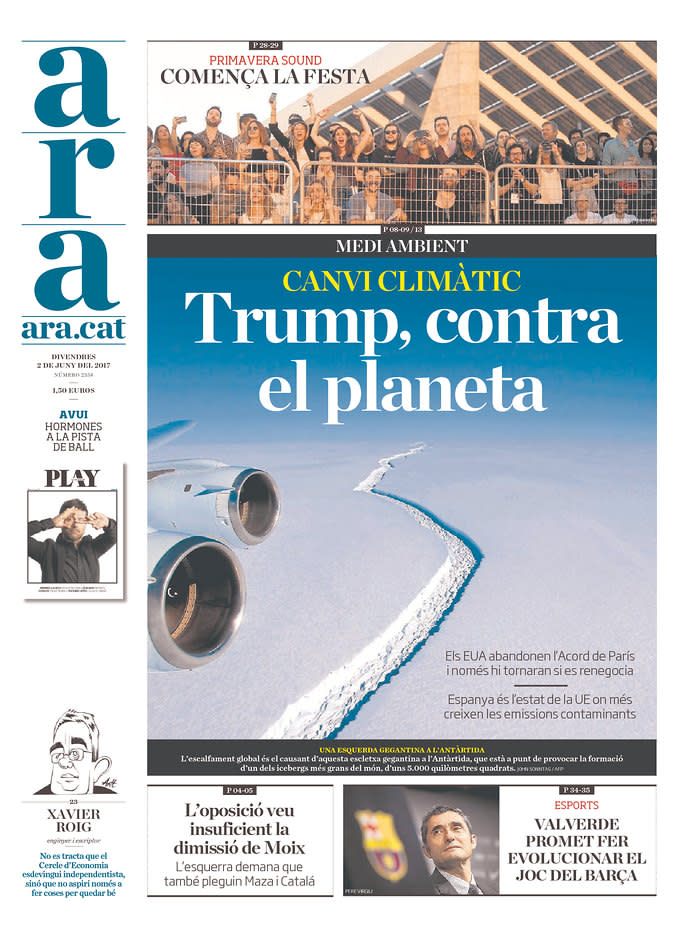 <p>“ARA,” published in Barcelona, Spain. (Newseum) </p>