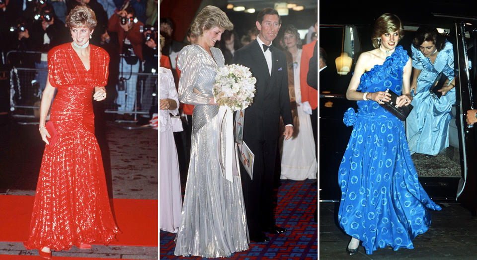 British designer Bruce Oldfield was responsible for many of Diana's most glamorous gowns. (Getty Images)