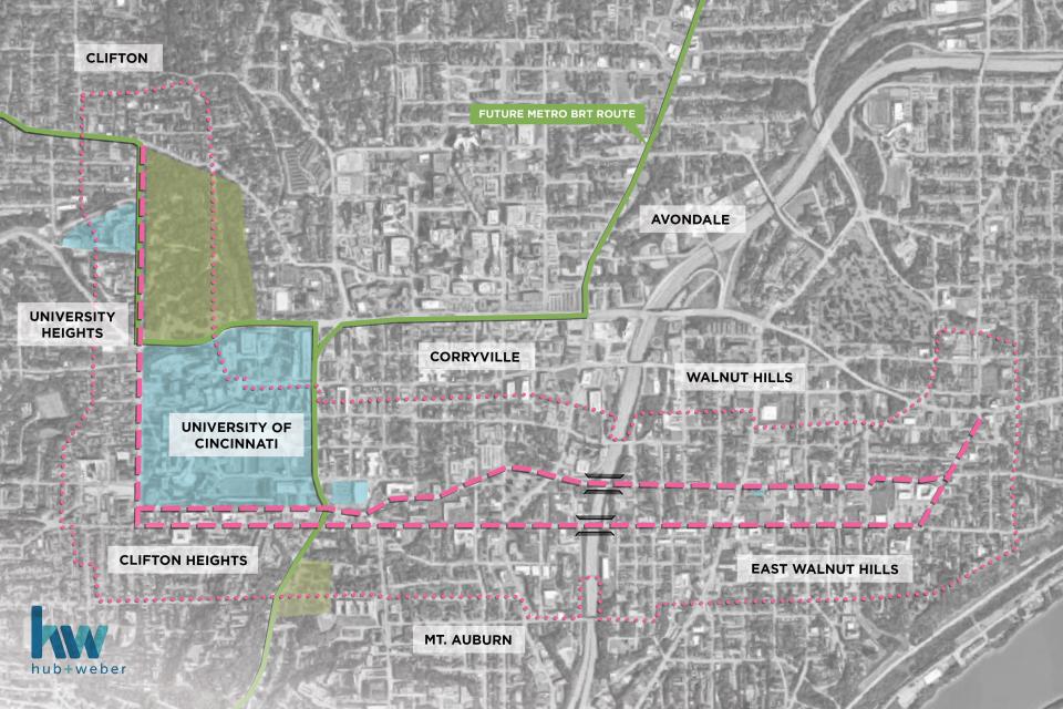 Streetcar advocates propose expanding into Cincinnati's Clifton and Walnut Hills neighborhoods to serve the University of Cincinnati and hospitals there.