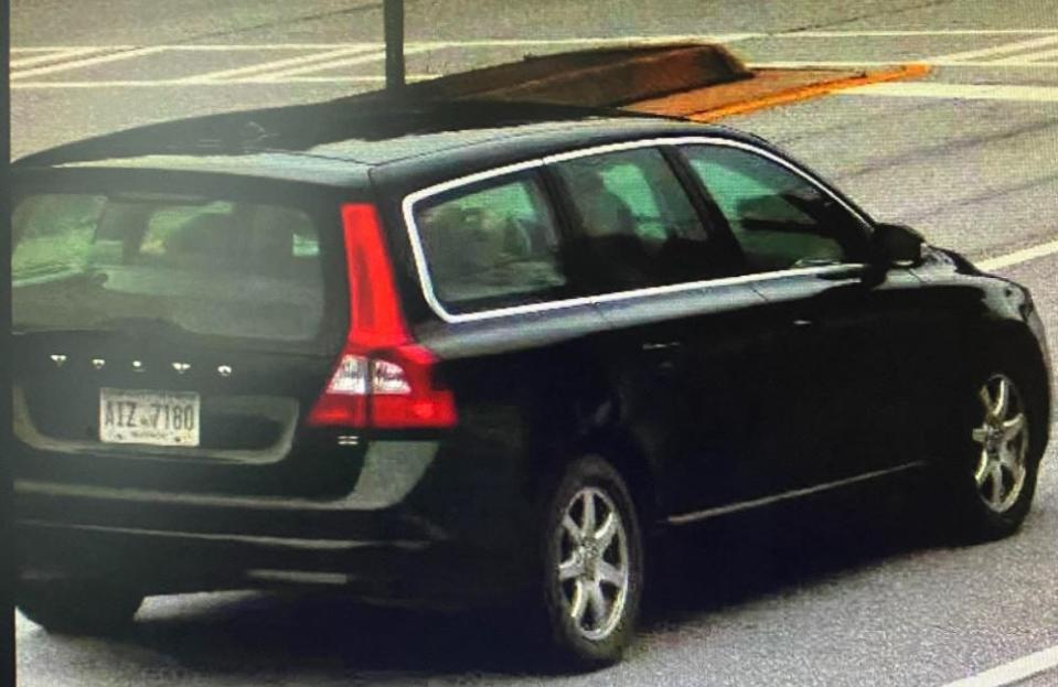 A suspect in a shooting death in Hull is believed driving this black Volvo.