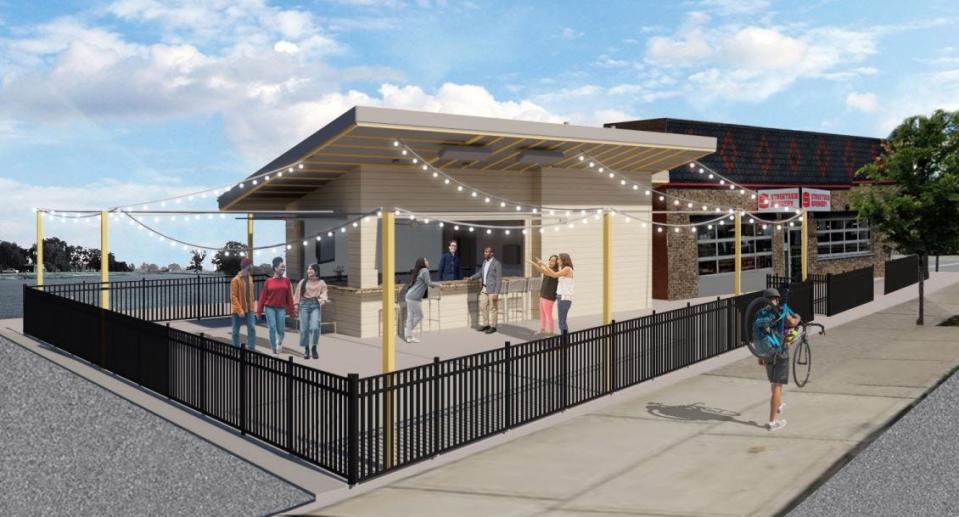 Renderings of the new expanded outdoor area at Streetside.