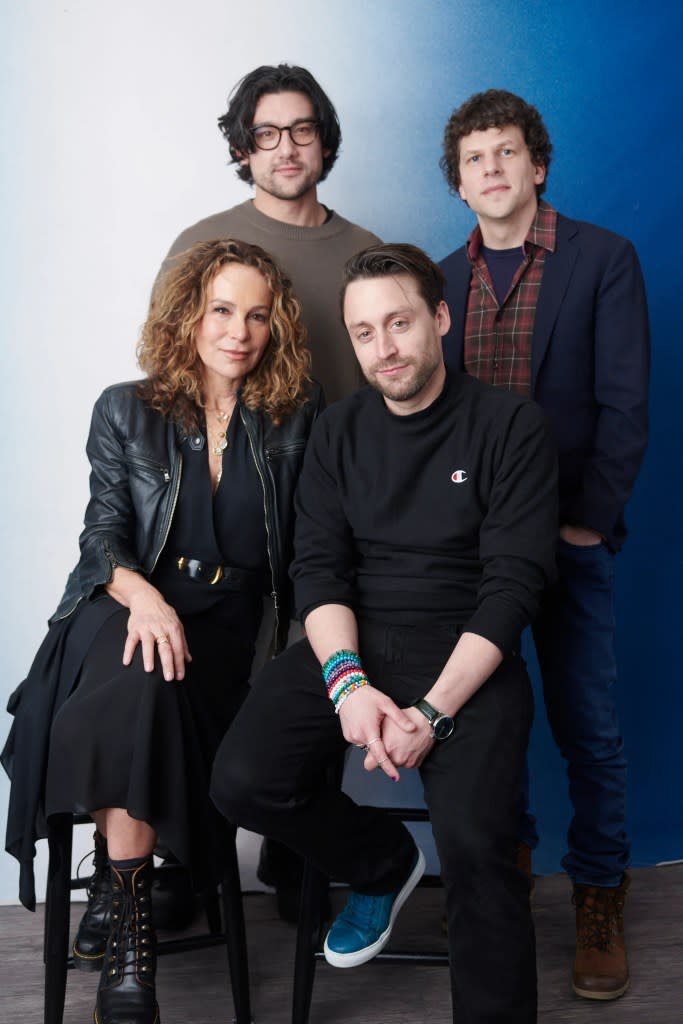 Will Sharpe, Jesse Eisenberg, Jennifer Grey & Kieran Culkin, “A Real Pain”