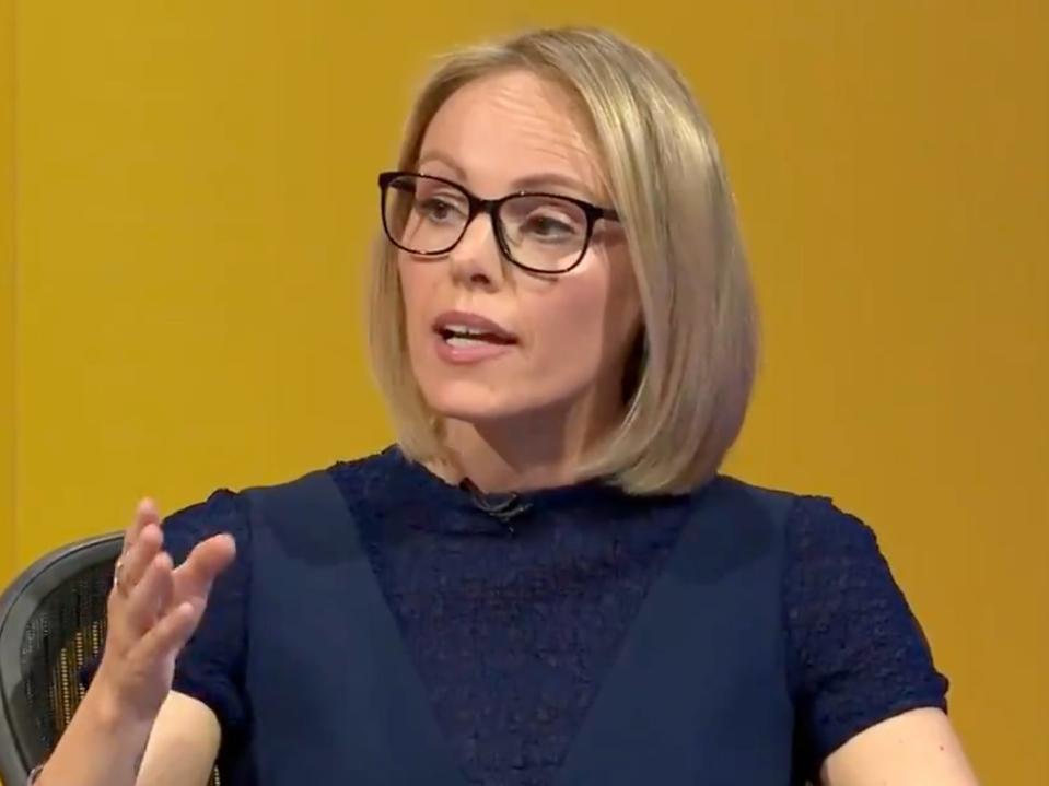 <p>Michelle Dewberry apareció en el programa político insignia de la cadena pública</p> (BBC)