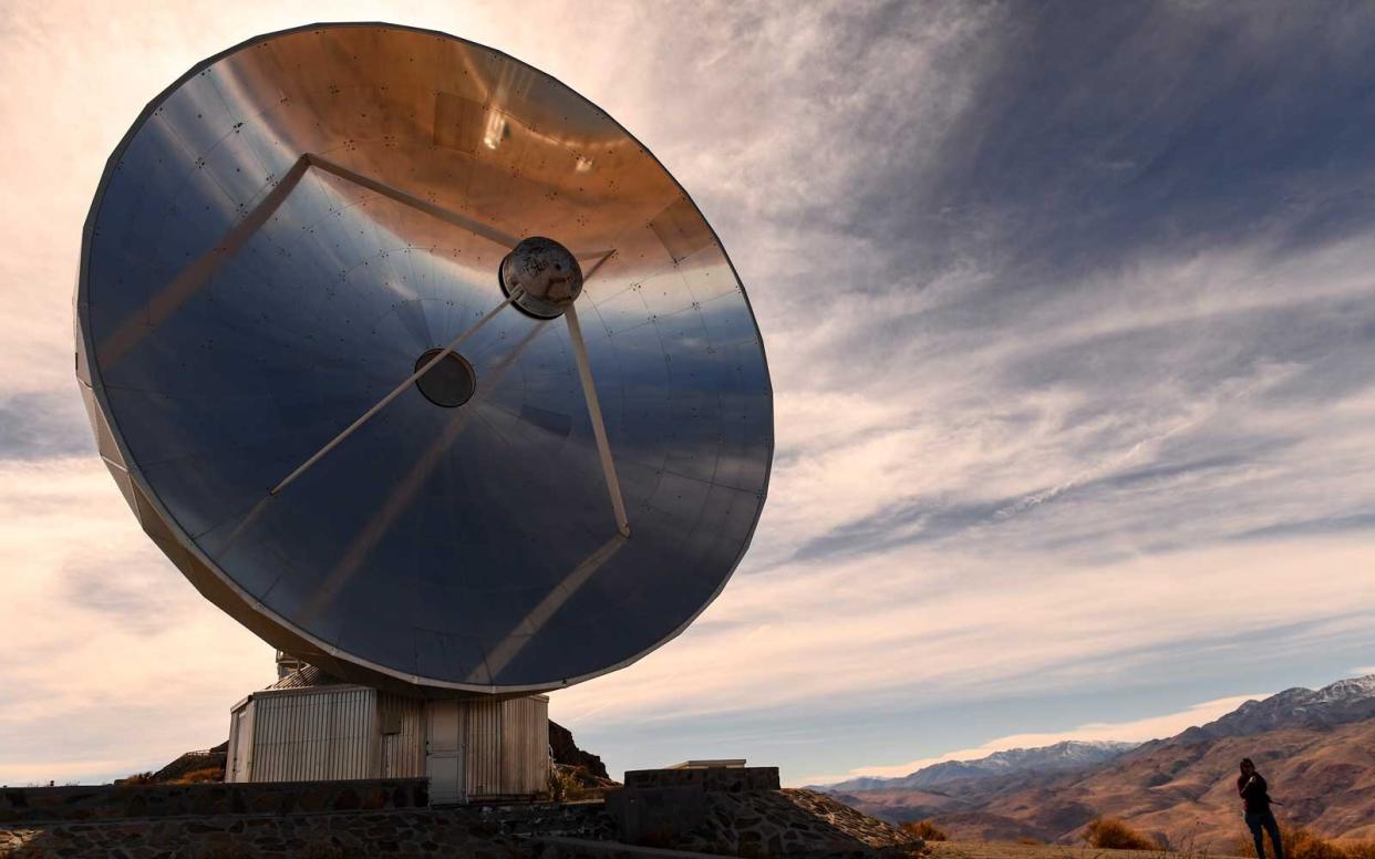 Picture of the 15-metre Swedish-ESO Submillimeter Telescope (SEST) at the European Southern Observatory's (ESO) La Silla facility in La Higuera, Coquimbo Region, about 600 km north of Santiago in the depths of Chile's bone-dry Atacama desert, taken on Jun