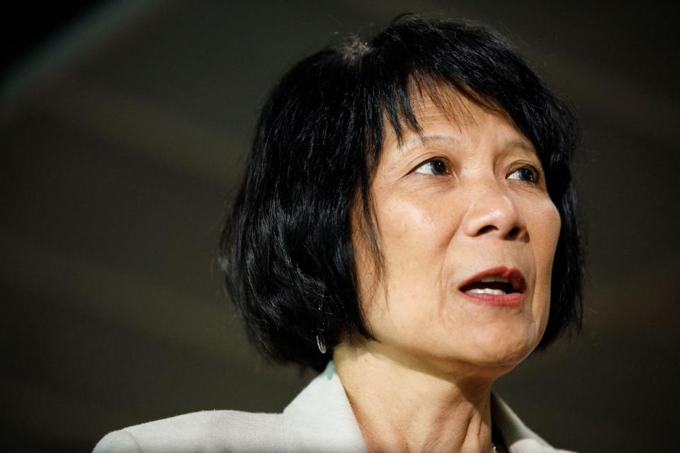 Mayor elect Olivia Chow is pictured during a press conference at Young Women's Christian Association of Greater Toronto's (YWCA) headquarters in Toronto on July 7, 2023.