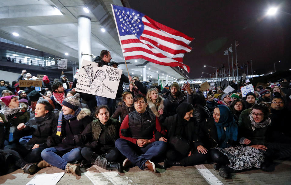 Protests at U.S. airports over travel ban