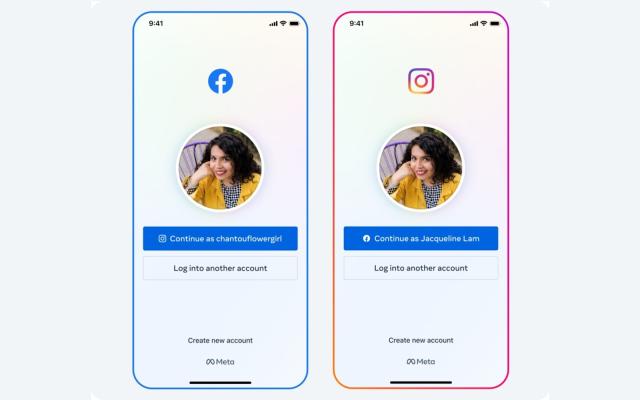 The new interface flow for creating Facebook and Instagram accounts