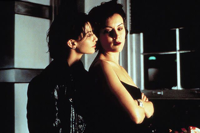 <p>Cinematic / Alamy Stock Photo</p> Gina Gershon and Jennifer Tilly in <em>Bound</em> (1996)