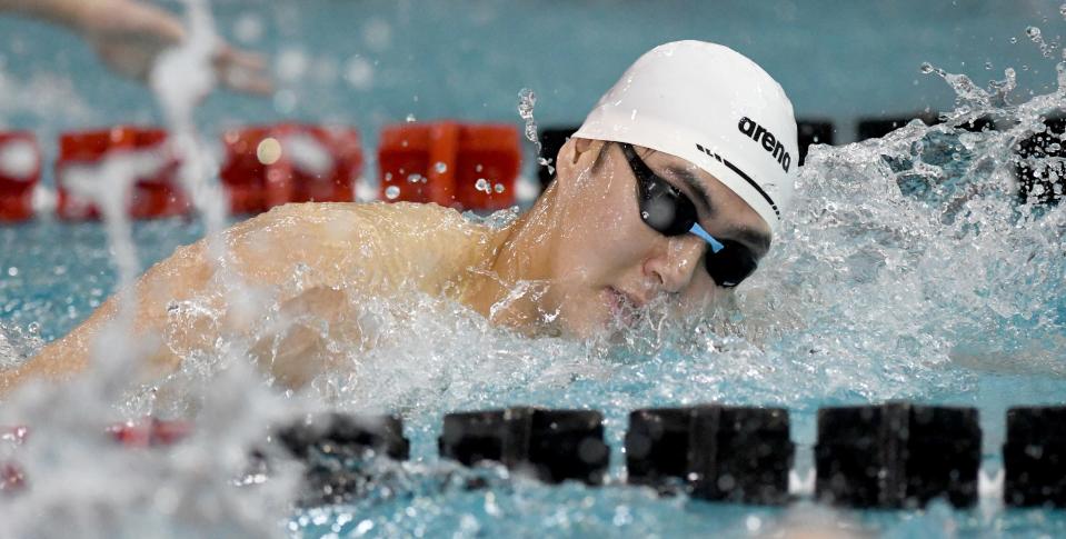 Jackson's Daniel Ham swims the boys 200-yard freestyle at the Division I sectional swimming meet at C.T. Branin Natatorium in Canton, Saturday, Feb. 10, 2024.