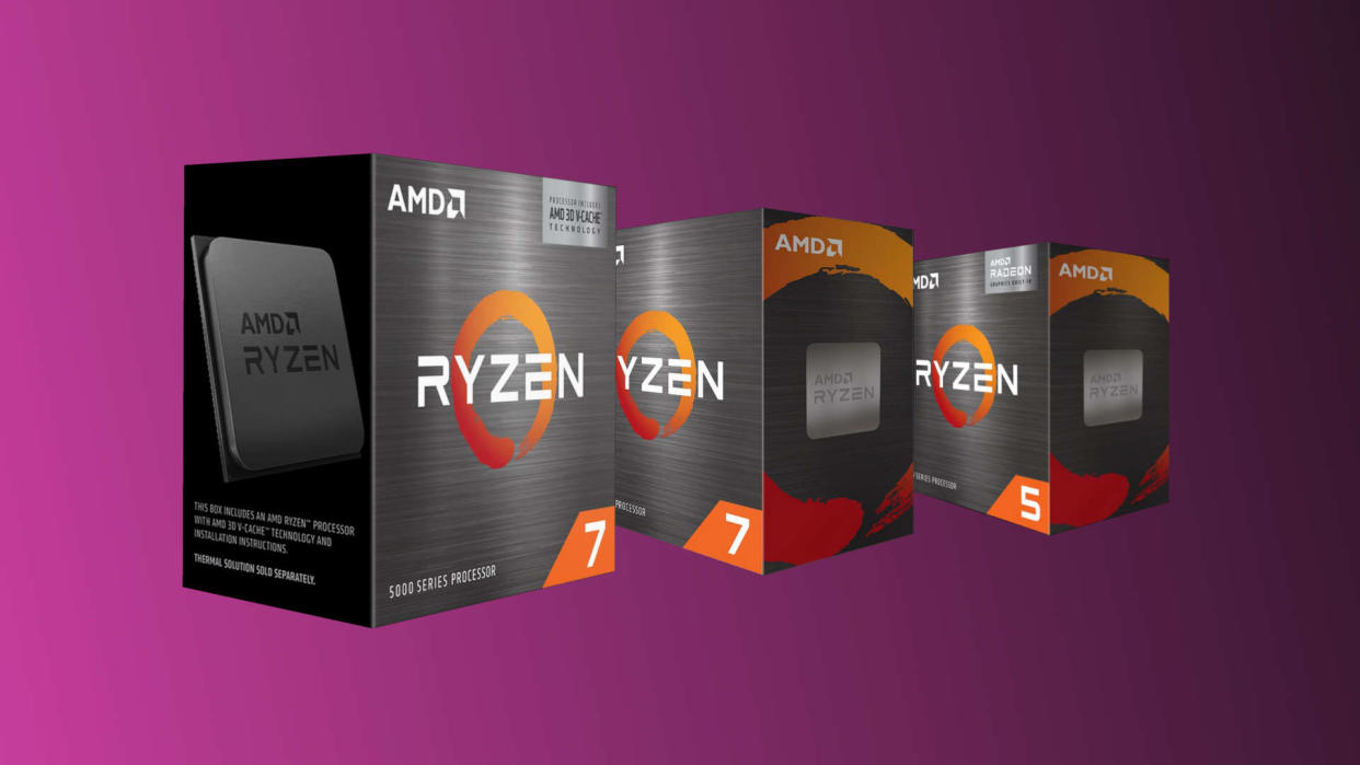  Retail boxes for the Ryzen 7 5700X3D, Rzyen 7 5700, Ryzen 5 5600/5500GT. 