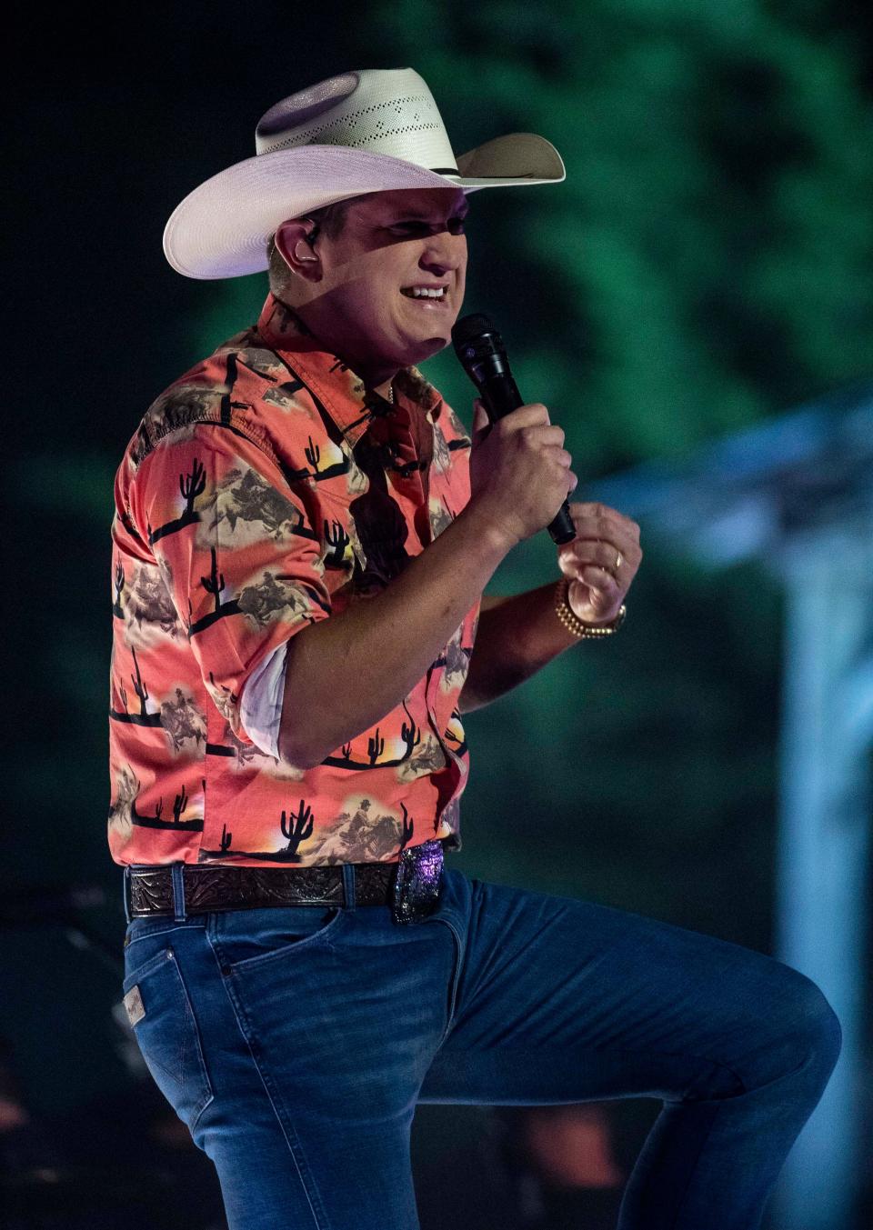Jon Pardi preforms during a pre-recorded CMA show at The Park at Harlinsdale Farm  in Franklin, Tenn., Thursday, May 20, 2021. 