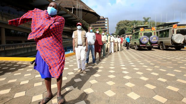 People in a queue.