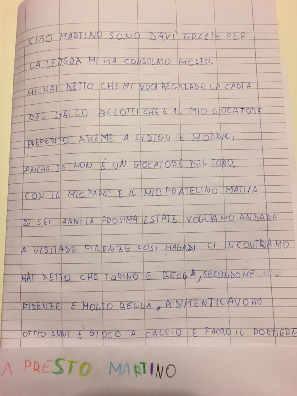 Esta es la cartita de Martino a David.