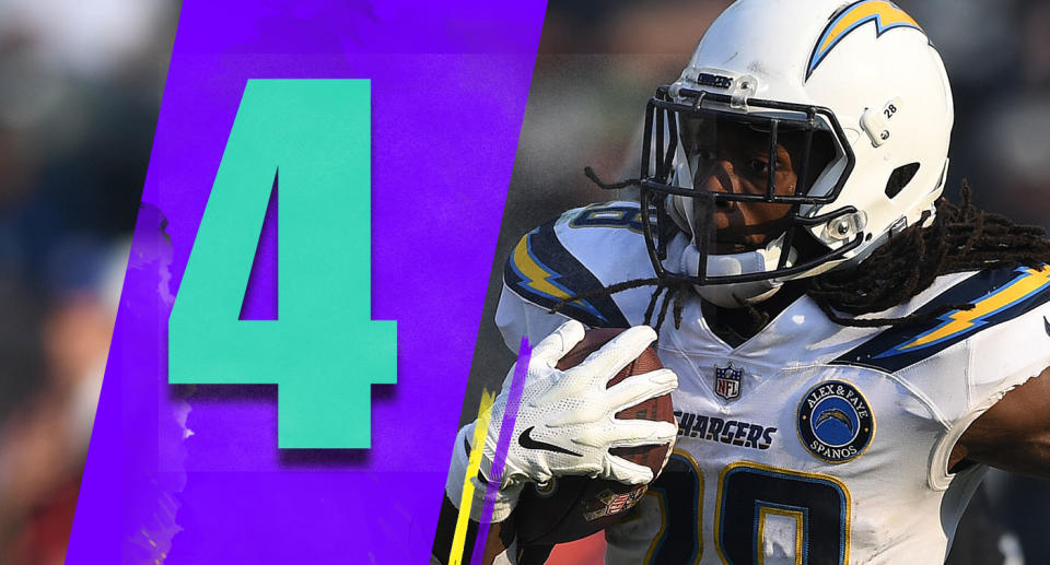 <p>The knock on Melvin Gordon before this season was that he wasn’t very efficient. He has taken his yards per carry from 3.9 last season to 5.4 this season. Gordon also has 11 touchdowns in eight games. He has blossomed into a star. (Melvin Gordon) </p>