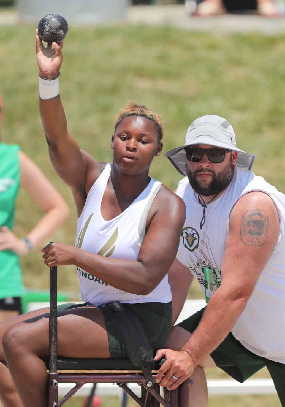 GlenOak's Elena Knowles competes in the seated shot put at last year's OHSAA State Track and Field Championships.