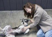 <p><em>Yellowjackets</em>' Samantha Hanratty plays with Homer the dog while visiting <a href="http://www.bestfriendsla.org/" rel="nofollow noopener" target="_blank" data-ylk="slk:Best Friends Pet Adoption Center in Los Angeles.;elm:context_link;itc:0;sec:content-canvas" class="link ">Best Friends Pet Adoption Center in Los Angeles.</a></p>