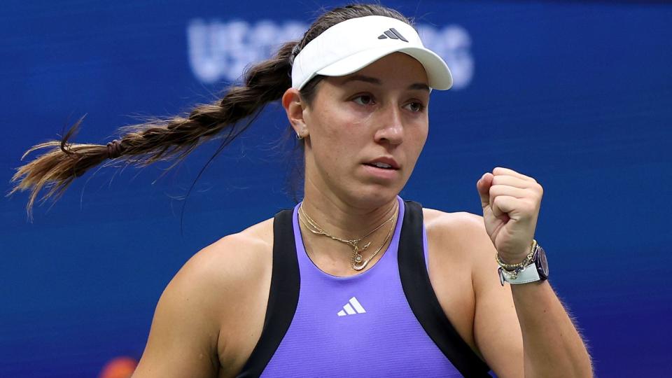 Jessica Pegula of the United States celebrates match point against Jessica Bouzas Maneiro