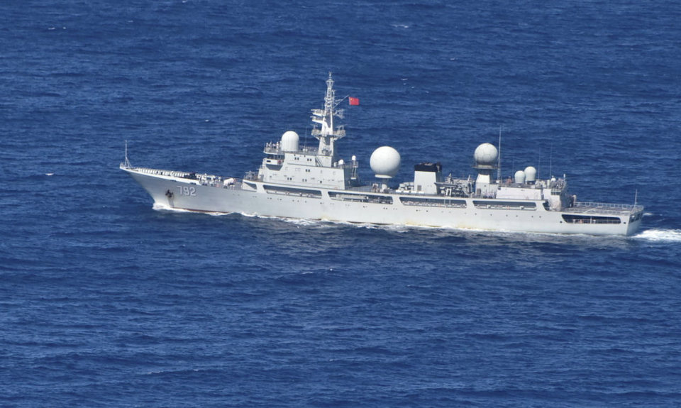 Pictured is the People’s Liberation Army-Navy (PLA-N) Intelligence Collection Vessel Haiwangxing operating off the north-west shelf of Australia.