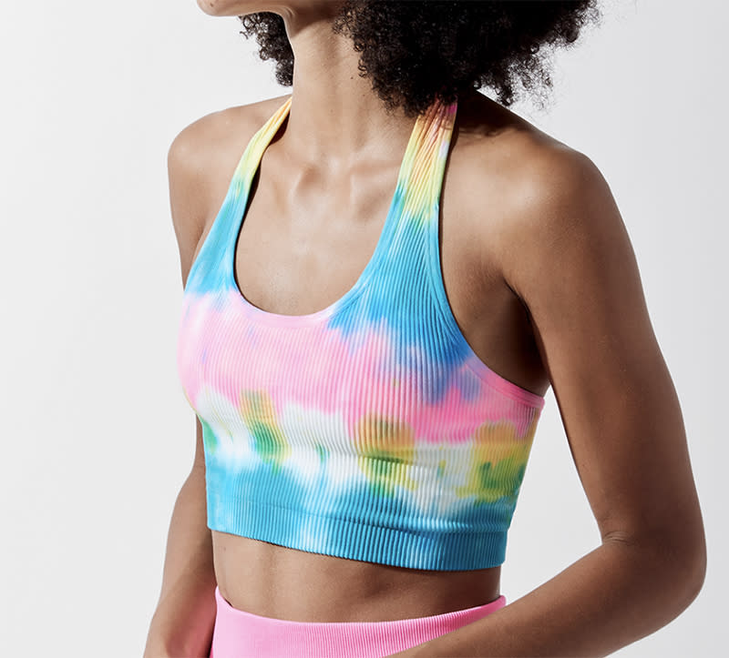 sports bra, tie-dye, rainbow, spiritual gangster