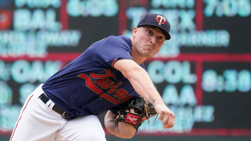 Minnesota Twins pitcher Beau Burrows throws in relief in the fourth inning of a baseball game against the Detroit Tigers, Wednesday, July 28, 2021, in Minneapolis.
