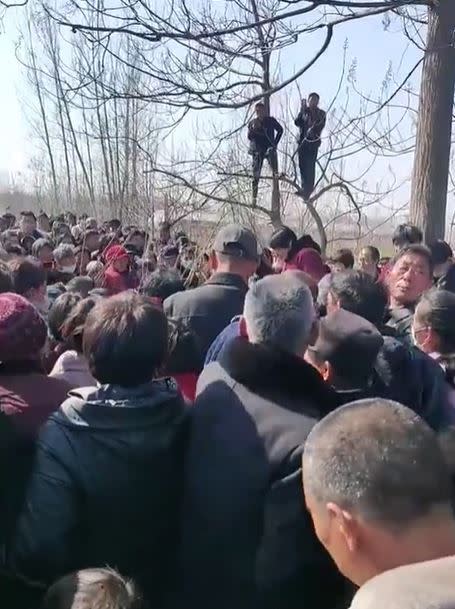 上千名路人圍觀祭拜該條大蛇。（圖／翻攝自鳳凰網微博）