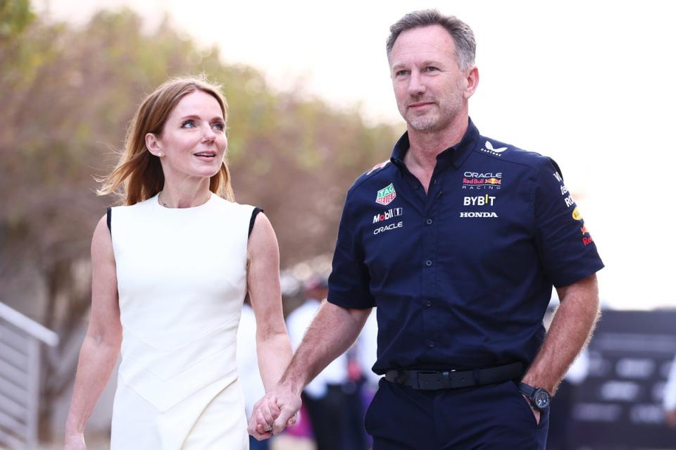 Horner was hand-in-hand with Geri Halliwell at the Bahrain Grand Prix on Saturday (Formula 1/Getty)