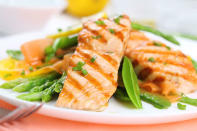 <p><b>18. Salmon </b> </p> <p> The wild variety is an extremely good source of Omega-3 fatty acids. These essential oils help in proper glandular development and lead to increased response to arousal. Roll up some salmon sushi, pour a glass of wine and let passions take over. </p>