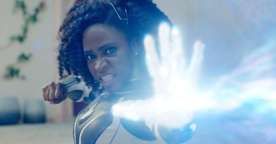 A photo of Teyonah Parris playing Captain Monica Rambeau in The Marvels.