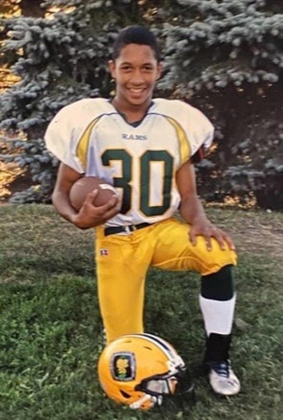 Chuba Hubbard in his Sherwood Park Rams uniform.