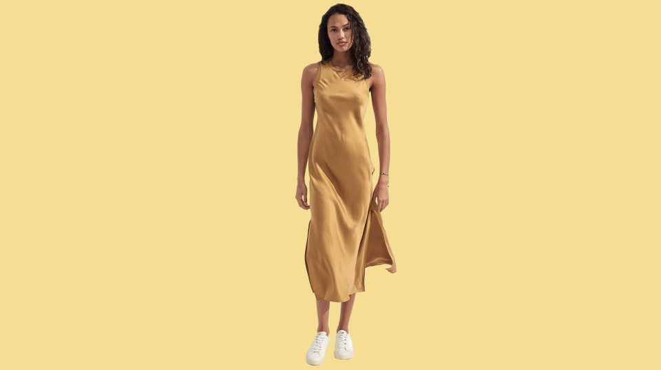 Make a subtle statement in this silk slip dress.