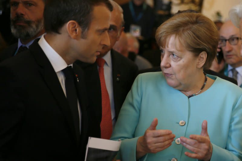 德國總理梅克爾與新科法國總統馬克宏（AP）