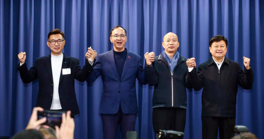苑舉正強調，韓國瑜(右2)、朱立倫(左2)在這場立法院長選舉的角色非常重要。（圖／中時資料照／中時新聞網鄧博仁攝）