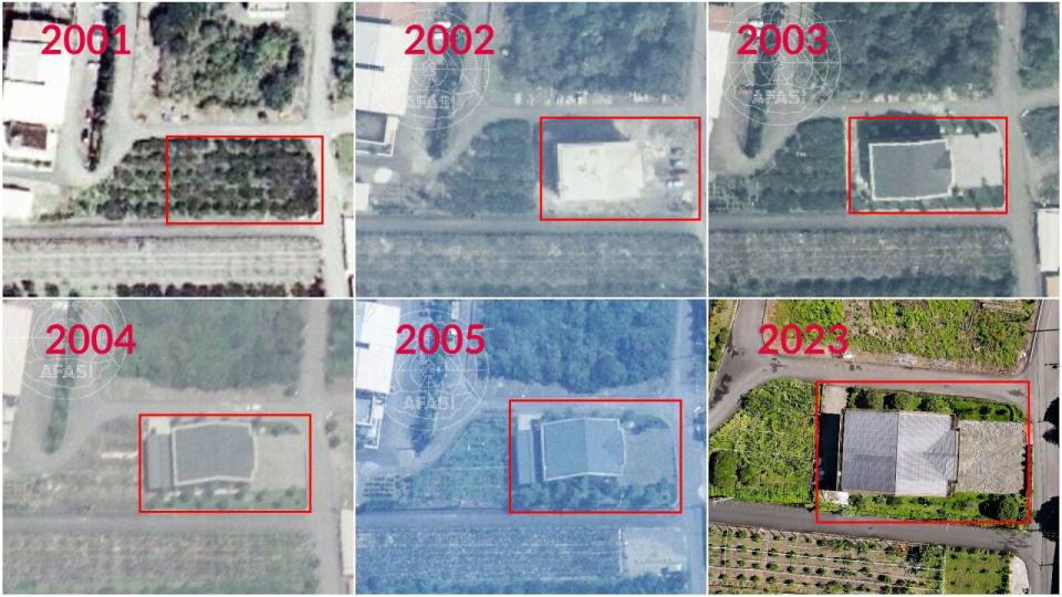 陳俊宇住家歷年空拍圖，可看出不斷增建。