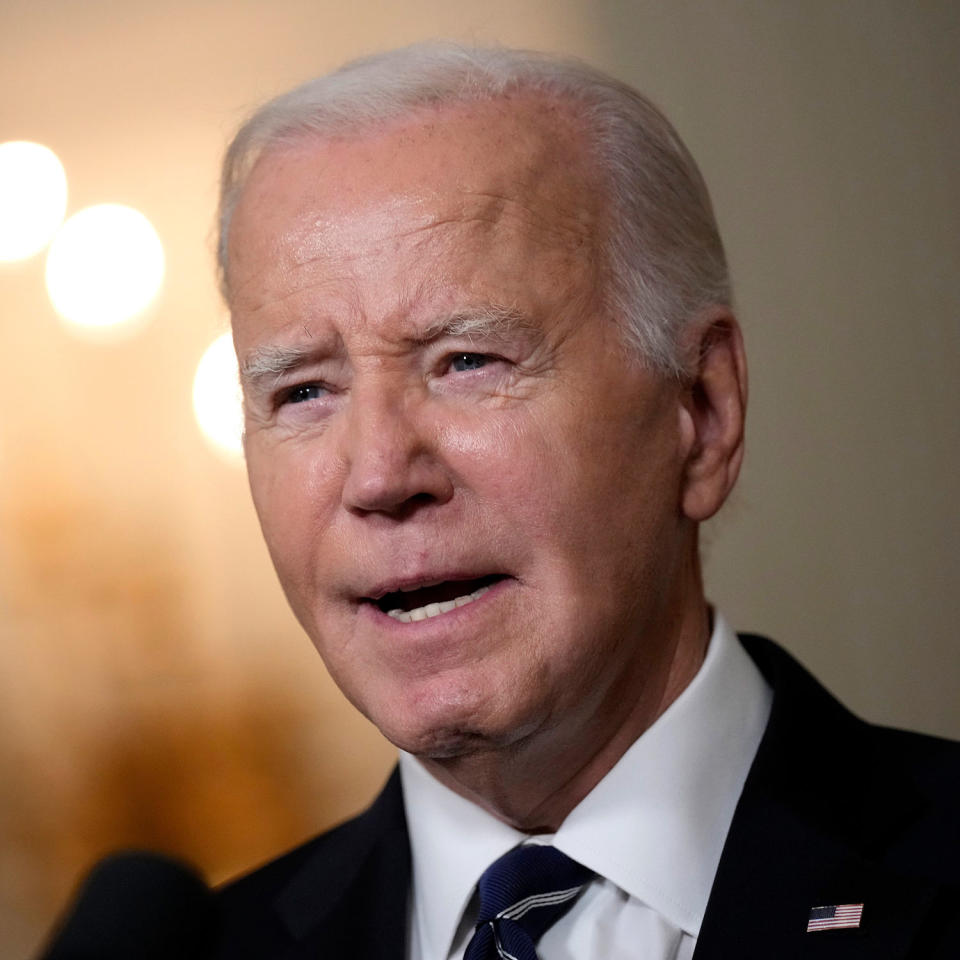 President Joe Biden delivers remarks on the Hamas terrorist attacks in Israel at the White House on Oct. 10, 2023. (Drew Angerer / Getty Images)