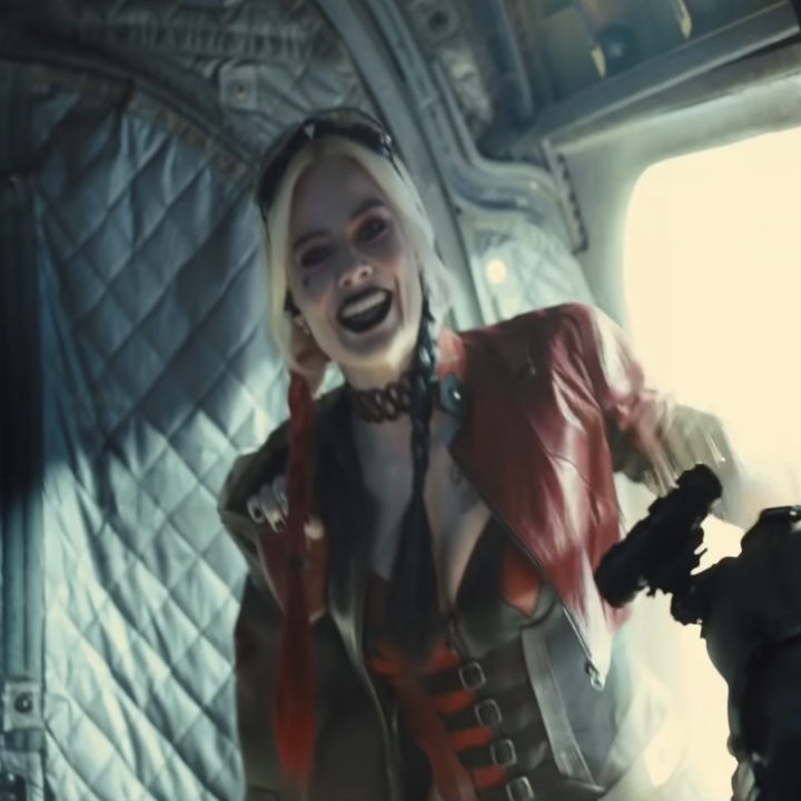 Harley with braided pigtails, a thick choker, and a cropped leather jacket with a leather corset with diamonds on the chest underneath