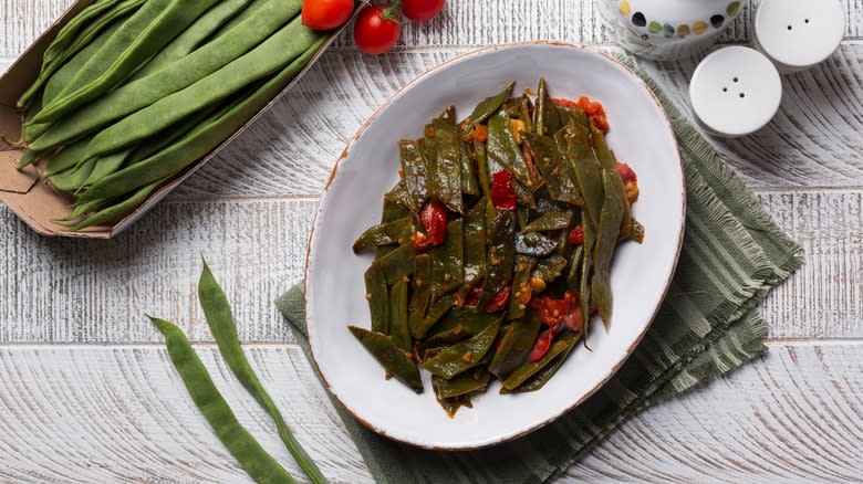 platter of roasted Romano beans