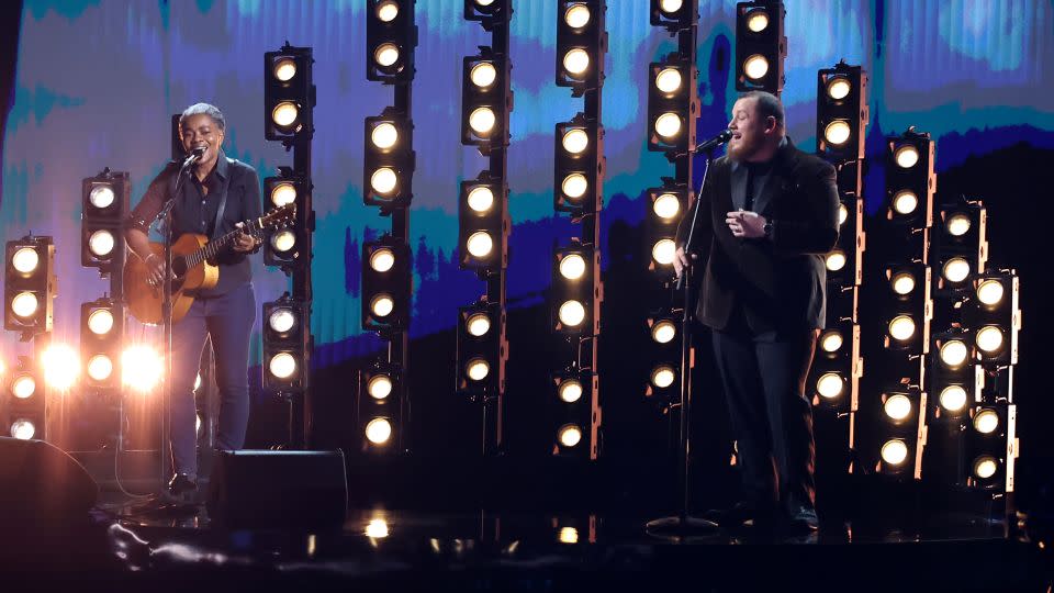 (From left) Tracy Chapman and Luke Combs performing 'Fast Car' at the 2024 Grammys in Los Angeles. - Amy Sussman/Getty Images